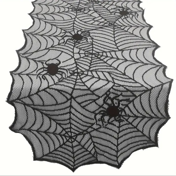 Table Runner, Spider Web Design, NIP, Black - Picture 6 of 8